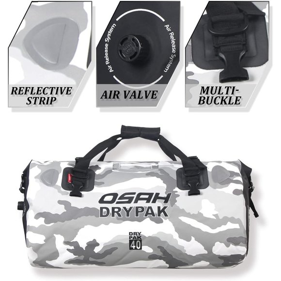 IRON JIA'S Motorcycle 500D PVC 40L Waterproof Reflective Tail Duffle Bag Saddle - Picture 2 of 6